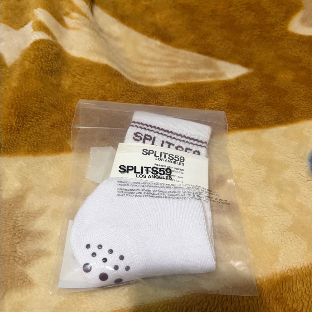 Splits59 White and Cherry Brown Pilates Socks